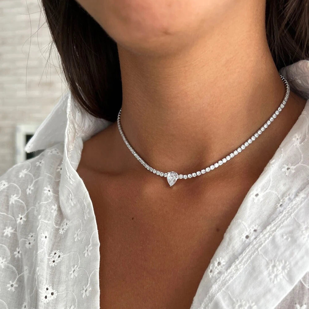 The Riviera Teardrop Moissanite Necklace