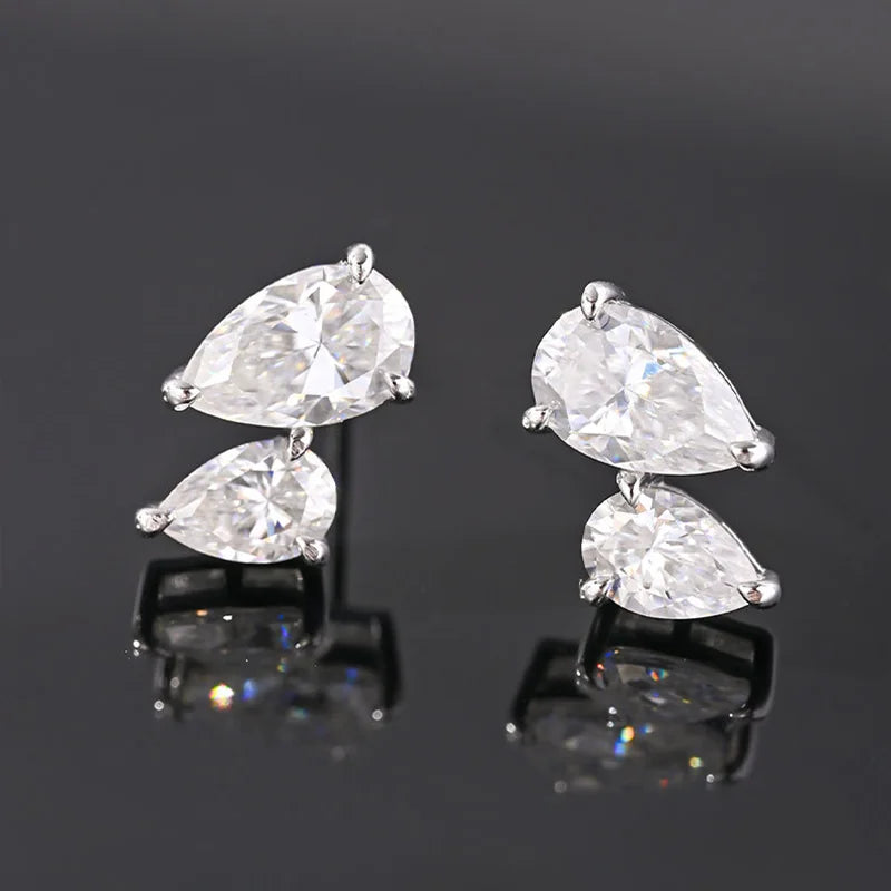 3CT Pear-Cut Moissanite Stud Earrings