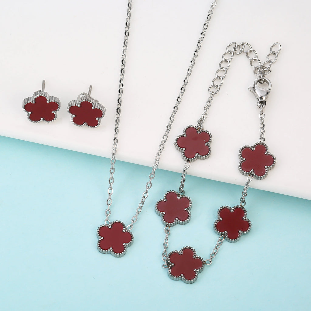 Minimalist "Five-Leaf" Clover Jewelry Set