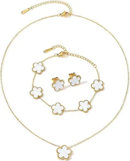 Minimalist "Five-Leaf" Clover Jewelry Set