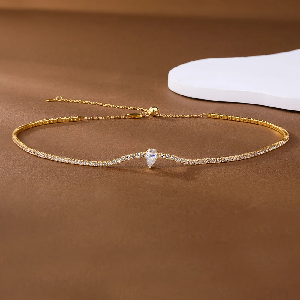 The Riviera Teardrop Moissanite Necklace