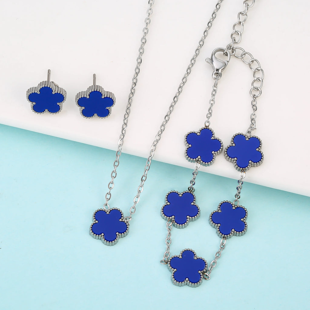 Minimalist "Five-Leaf" Clover Jewelry Set