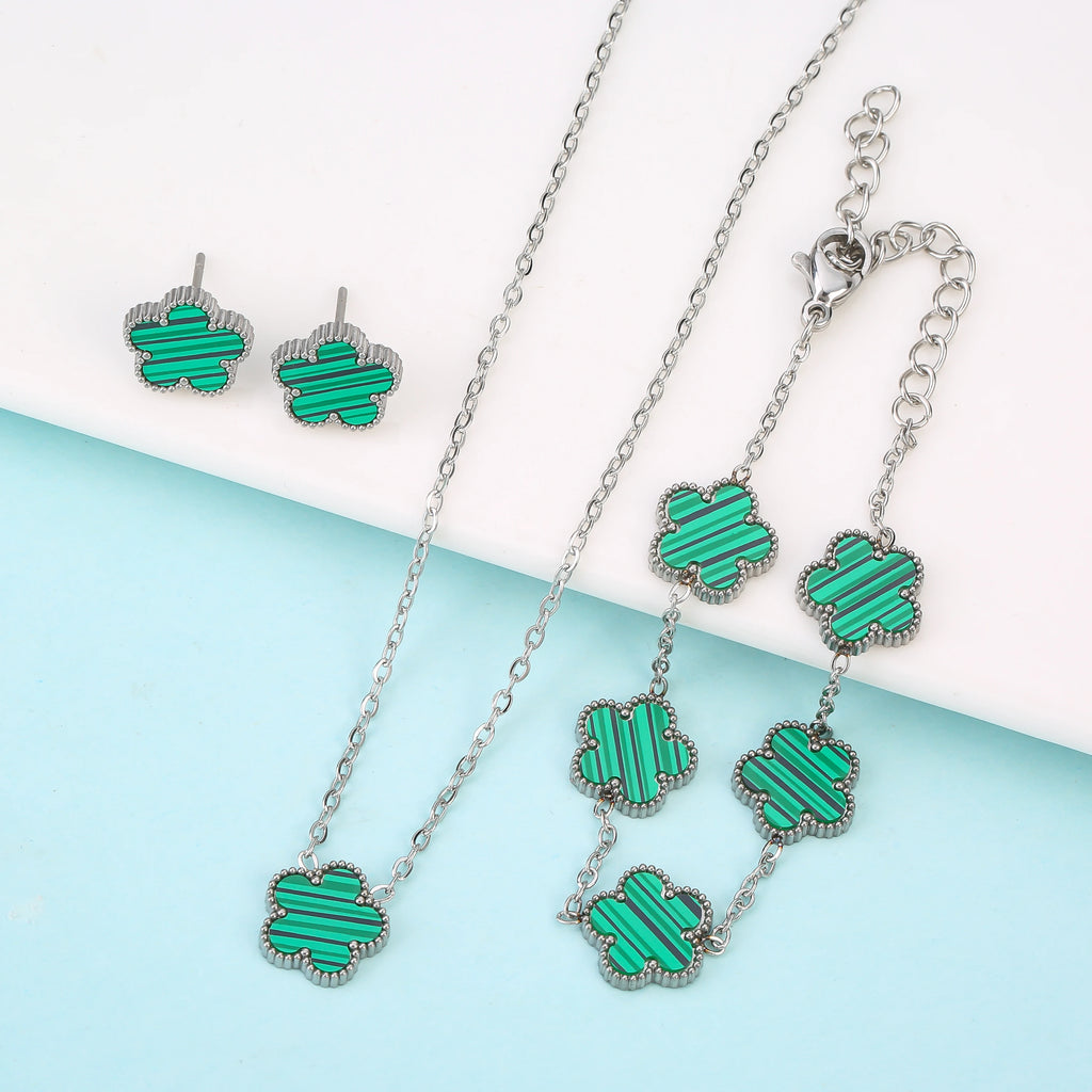 Minimalist "Five-Leaf" Clover Jewelry Set