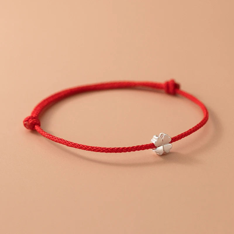 Red Rope Clover Lucky Bracelet
