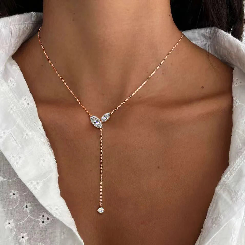 The Marquise Y-Drop Moissanite Necklace