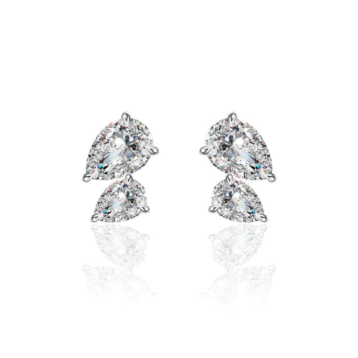 3CT Pear-Cut Moissanite Stud Earrings