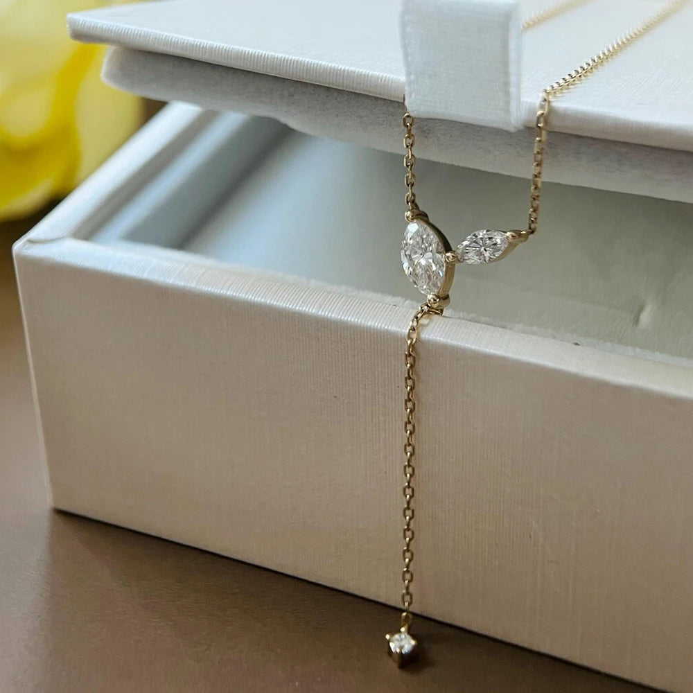 The Marquise Y-Drop Moissanite Necklace