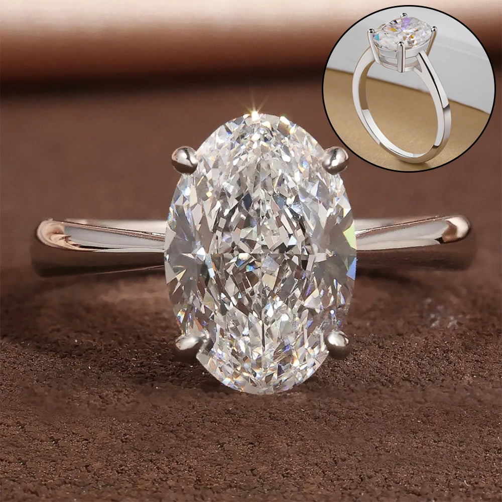Oval Cut Moissanite Hidden Halo Ring