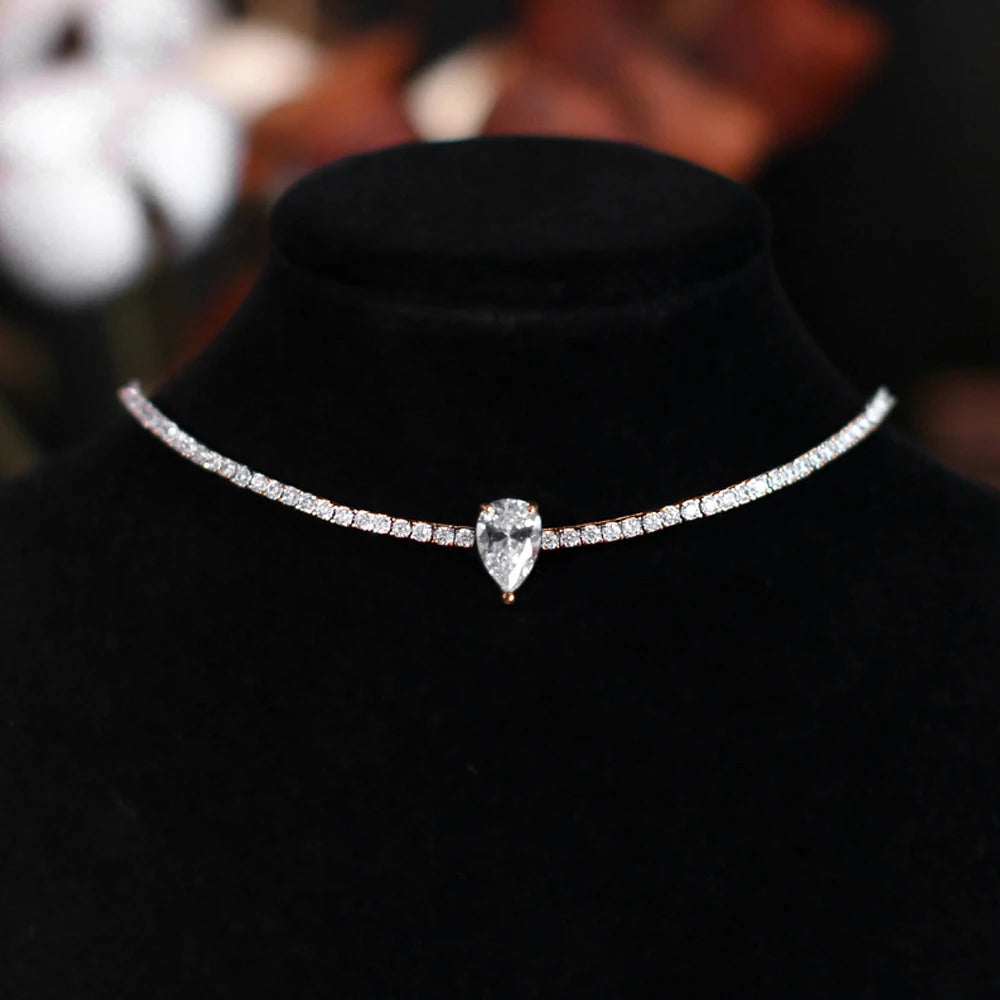 The Riviera Teardrop Moissanite Necklace