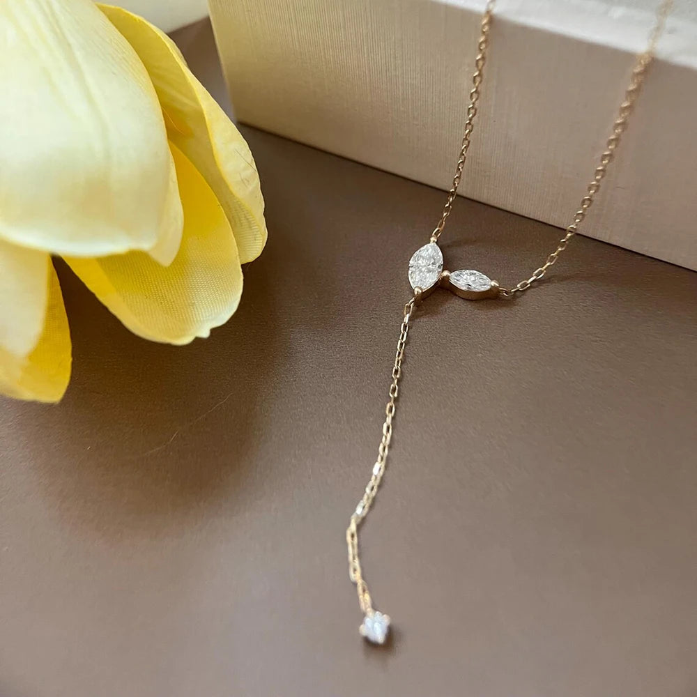The Marquise Y-Drop Moissanite Necklace