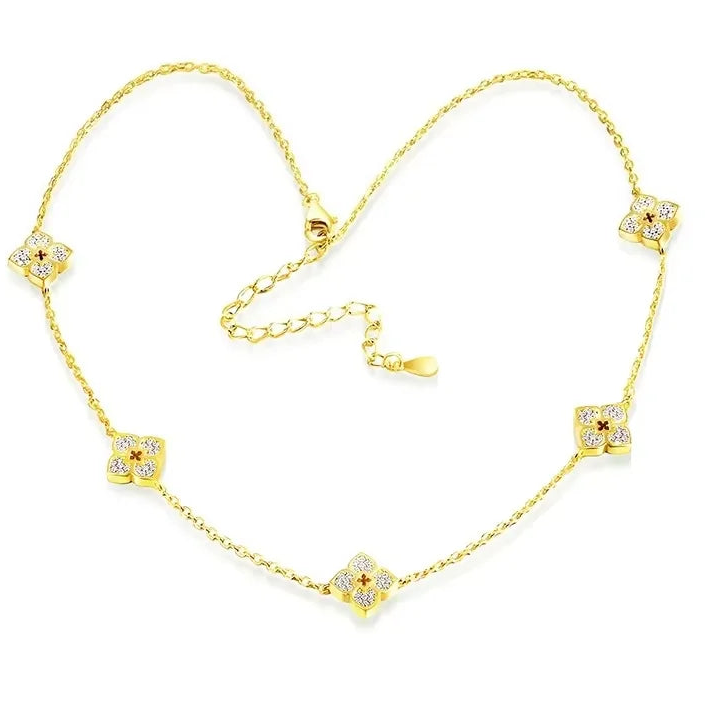 18k Gold Plated Floral Moissanite Choker
