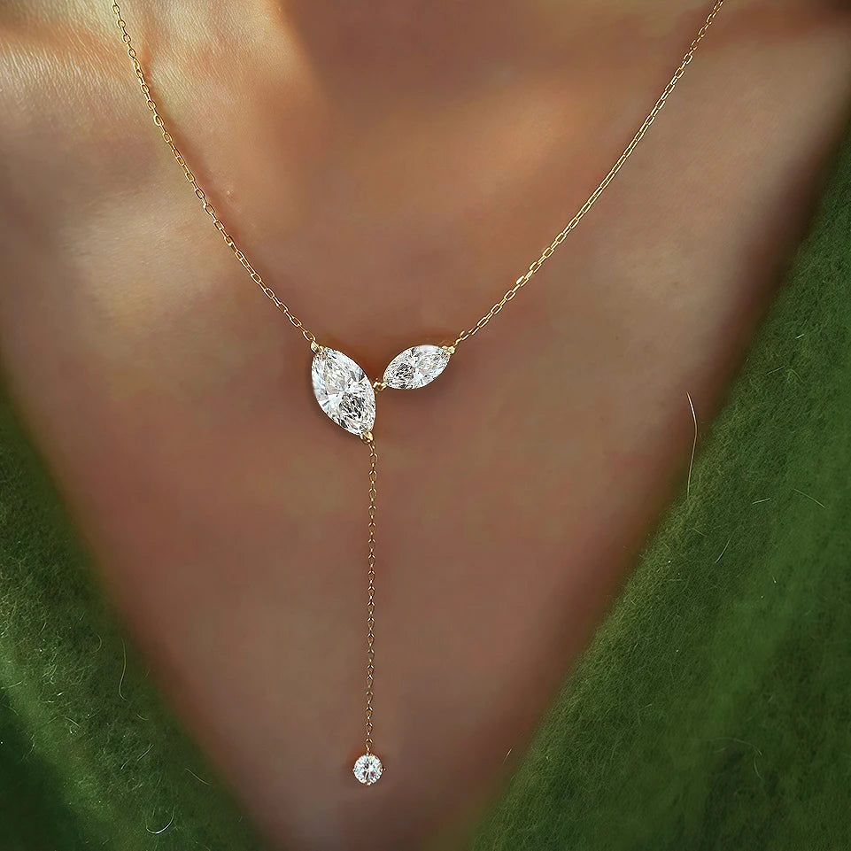 The Marquise Y-Drop Moissanite Necklace