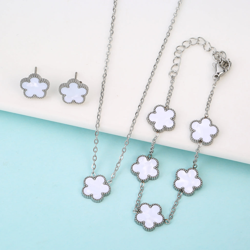 Minimalist "Five-Leaf" Clover Jewelry Set