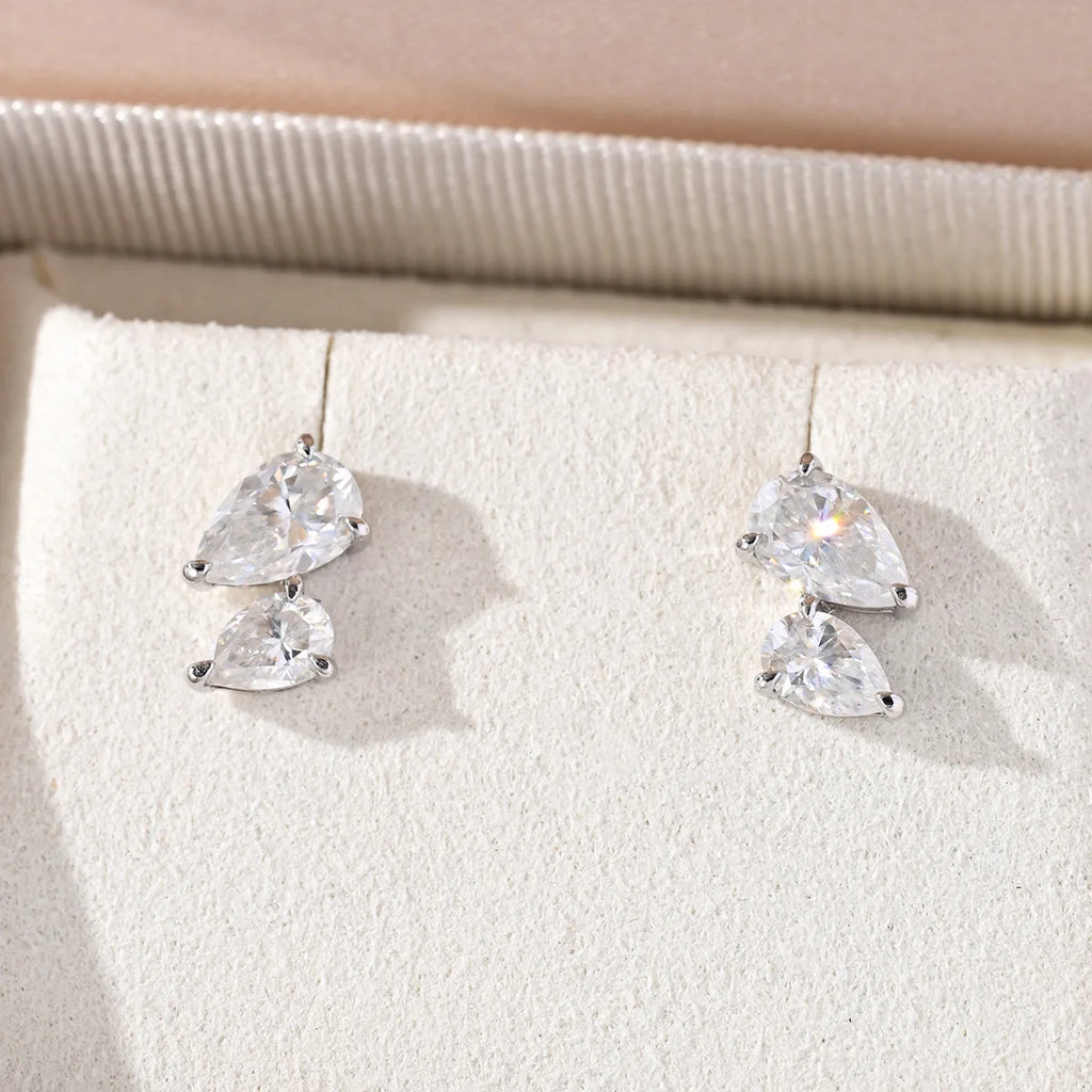 3CT Pear-Cut Moissanite Stud Earrings