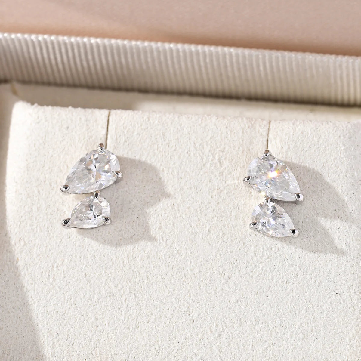 3CT Pear-Cut Moissanite Stud Earrings