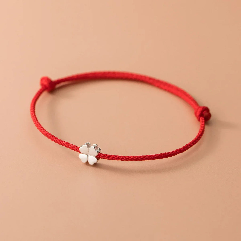 Red Rope Clover Lucky Bracelet