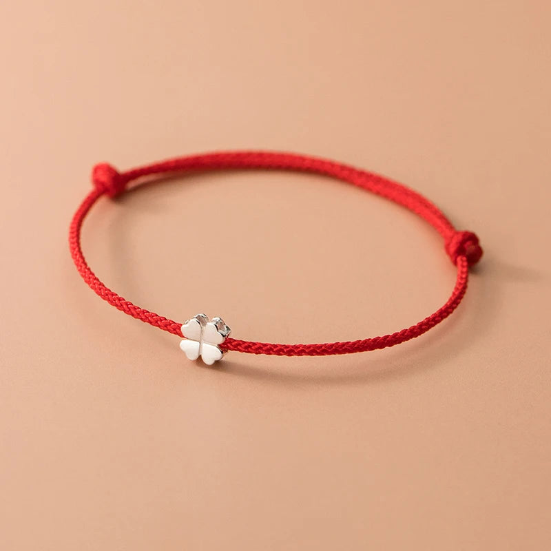 Red Rope Clover Lucky Bracelet