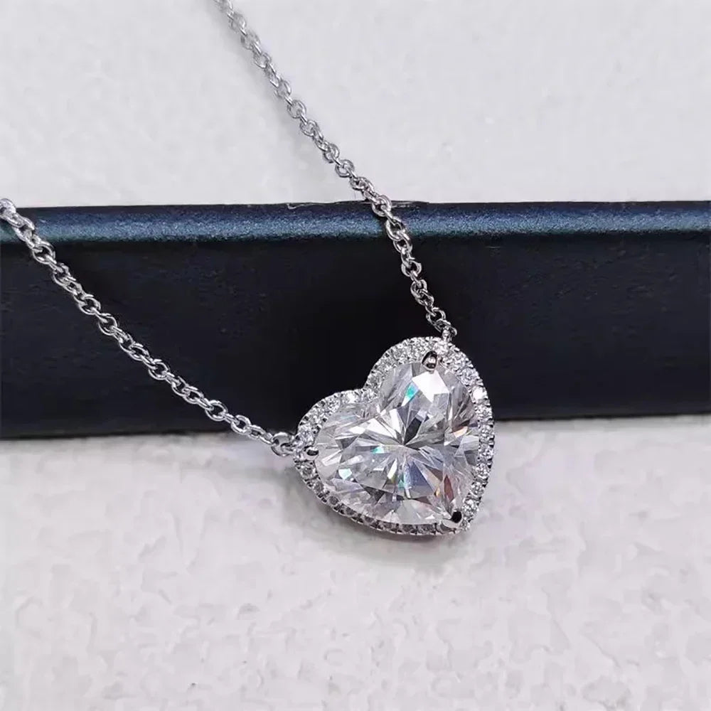 Heart-Cut Moissanite Halo Necklace