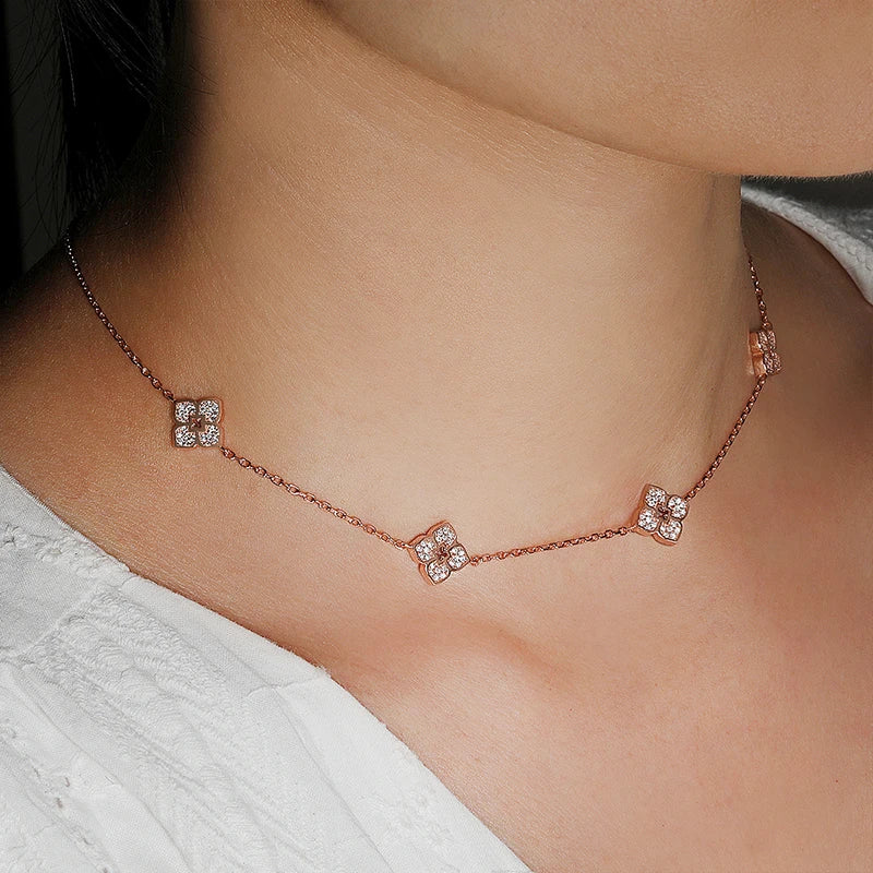 18k Gold Plated Floral Moissanite Choker