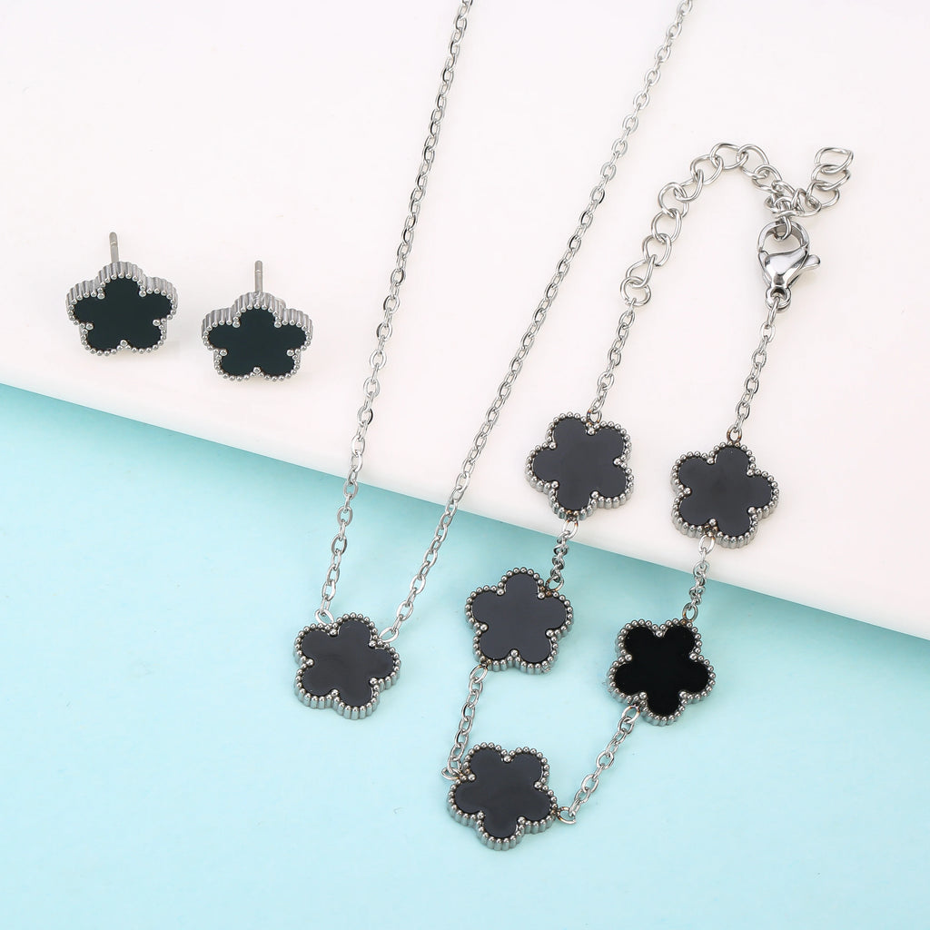 Minimalist "Five-Leaf" Clover Jewelry Set