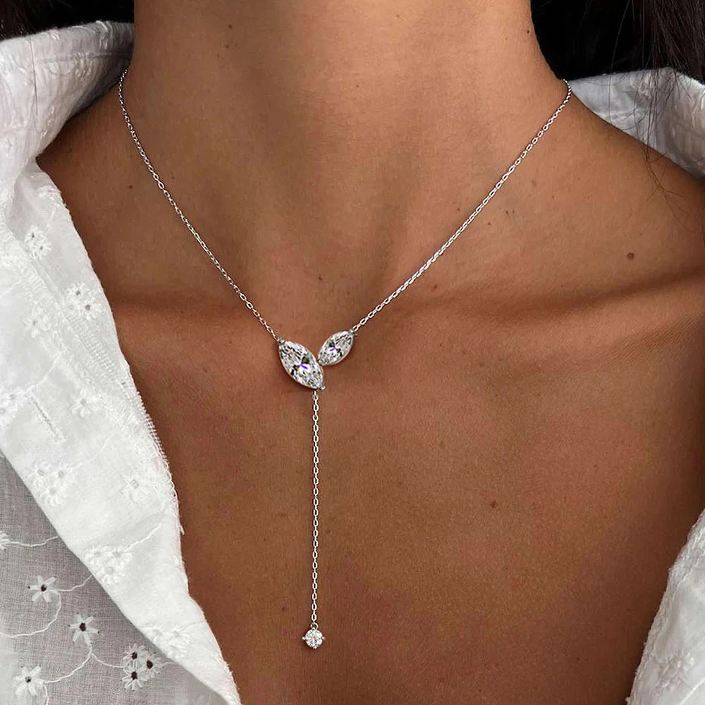 The Marquise Y-Drop Moissanite Necklace